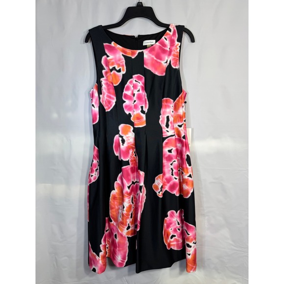 Calvin Klein Dresses & Skirts - Calvin Klein Pink Orange Floral Scuba Fit Flare Dress